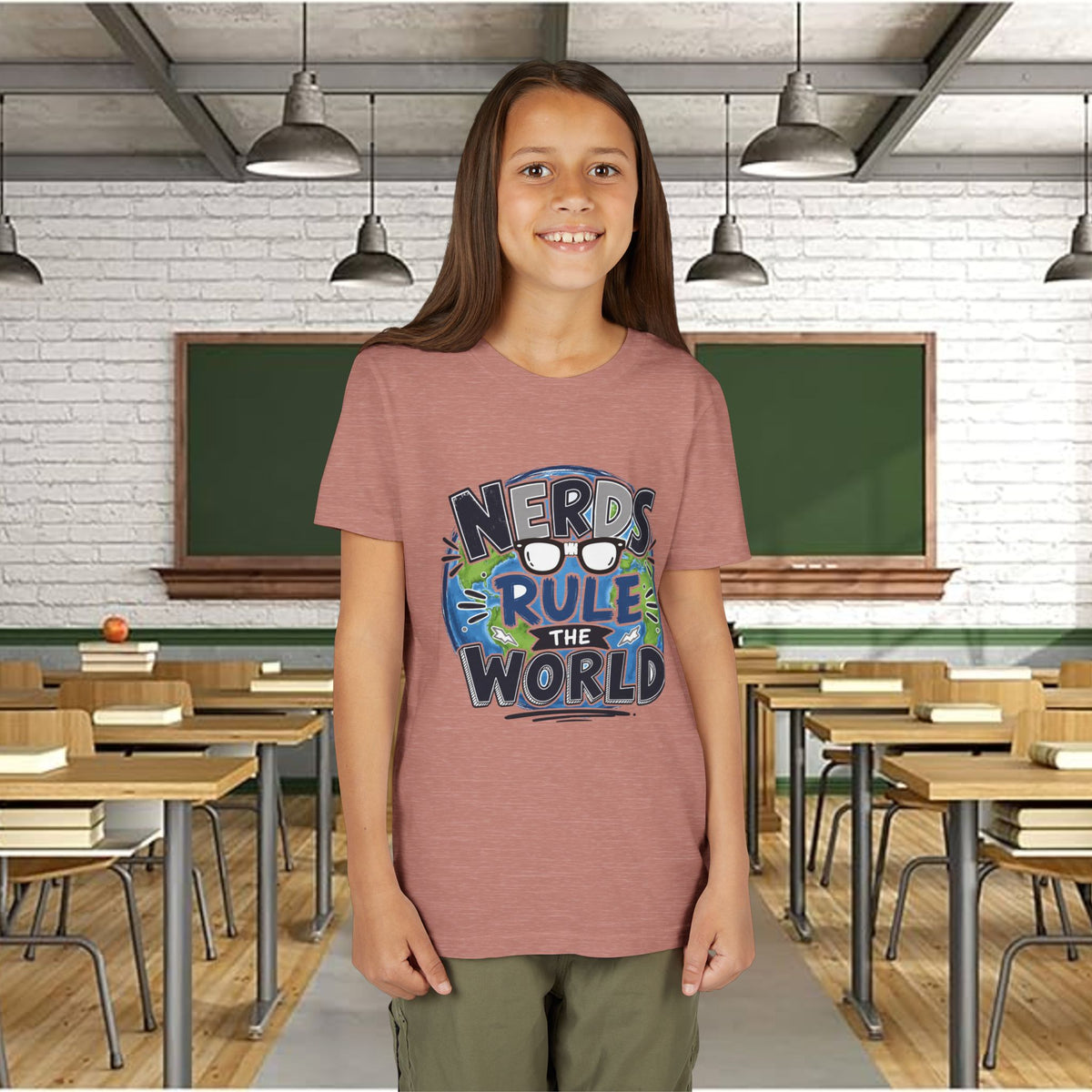"Nerds Rule the World" Graphic Youth Girls Tee Shirt