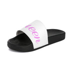 Queen Slide Sandals — Pink Script with Gold Crown