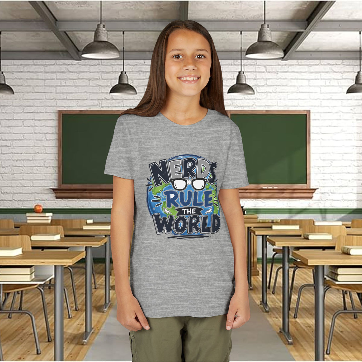 "Nerds Rule the World" Graphic Youth Girls Tee Shirt