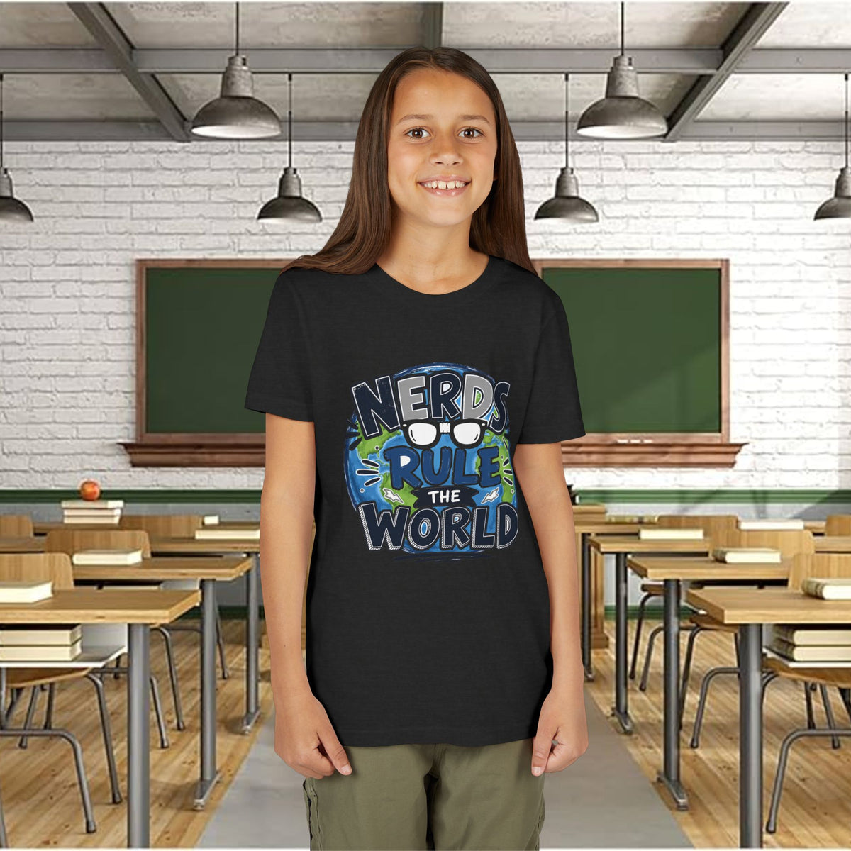"Nerds Rule the World" Graphic Youth Girls Tee Shirt