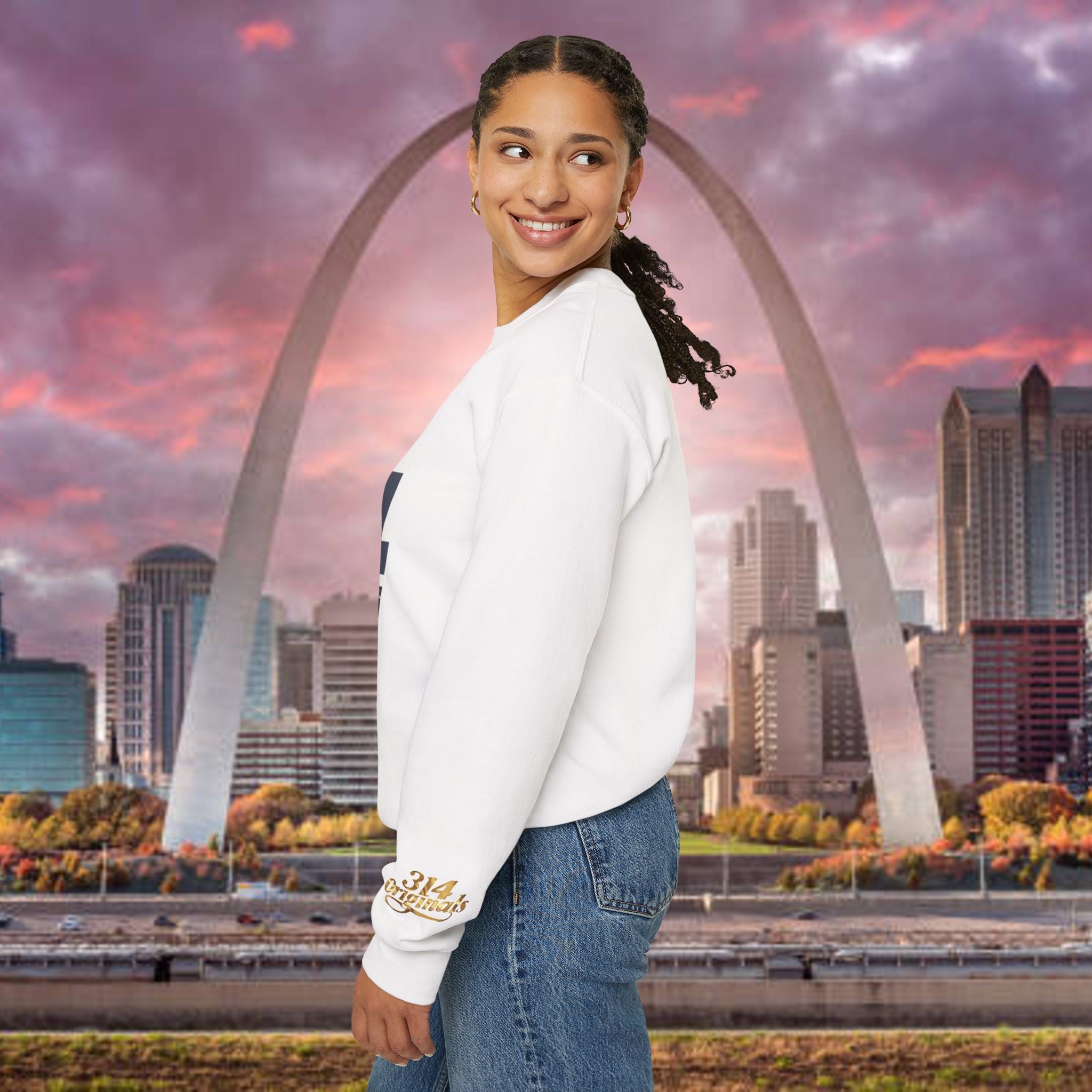 314 City Crewneck Sweatshirt — St. Louis Skyline Graphic - 314 Originals