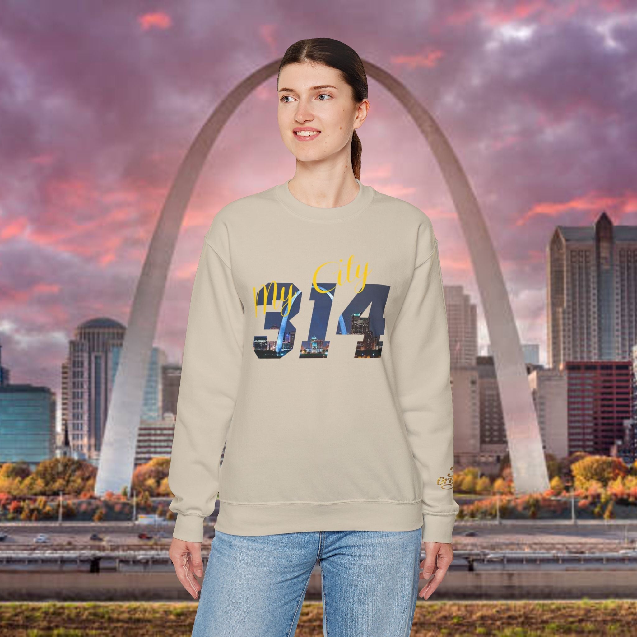 314 City Crewneck Sweatshirt — St. Louis Skyline Graphic - 314 Originals