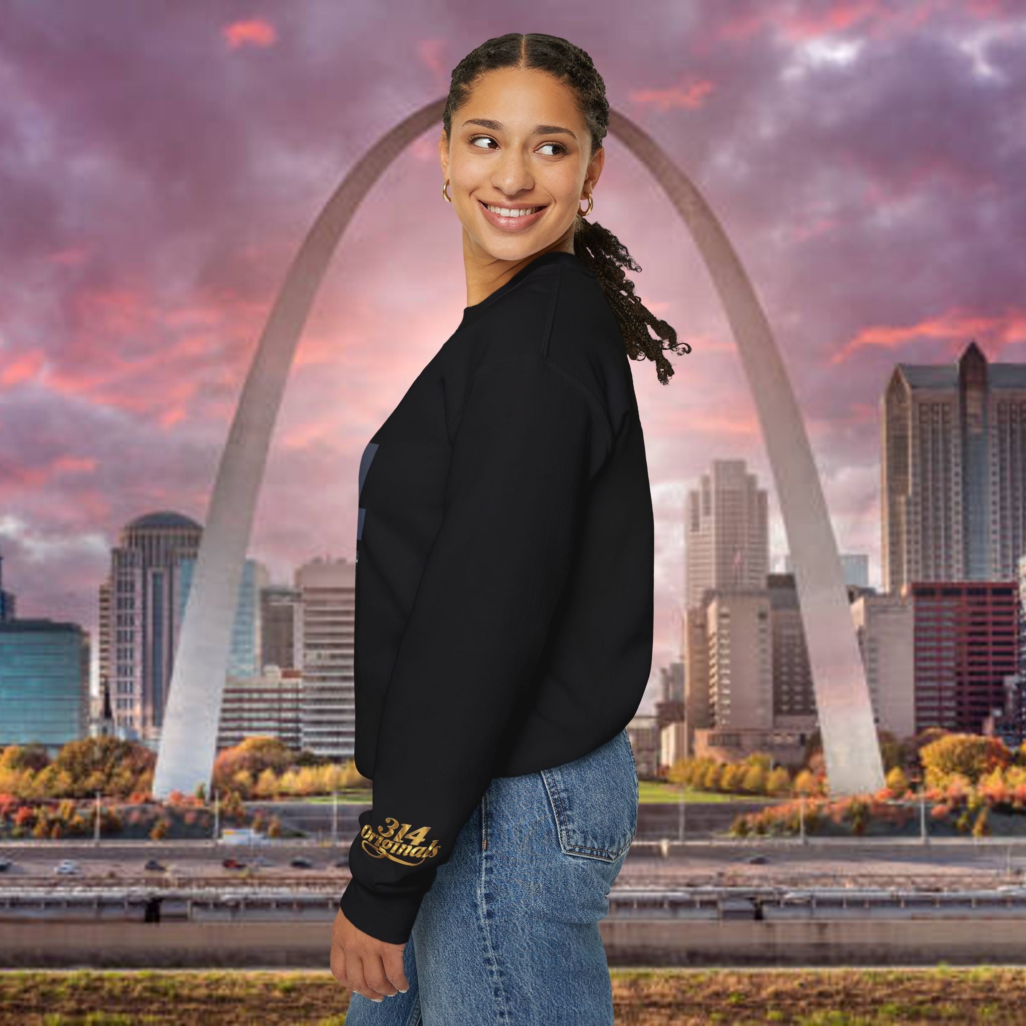 314 City Crewneck Sweatshirt — St. Louis Skyline Graphic - 314 Originals