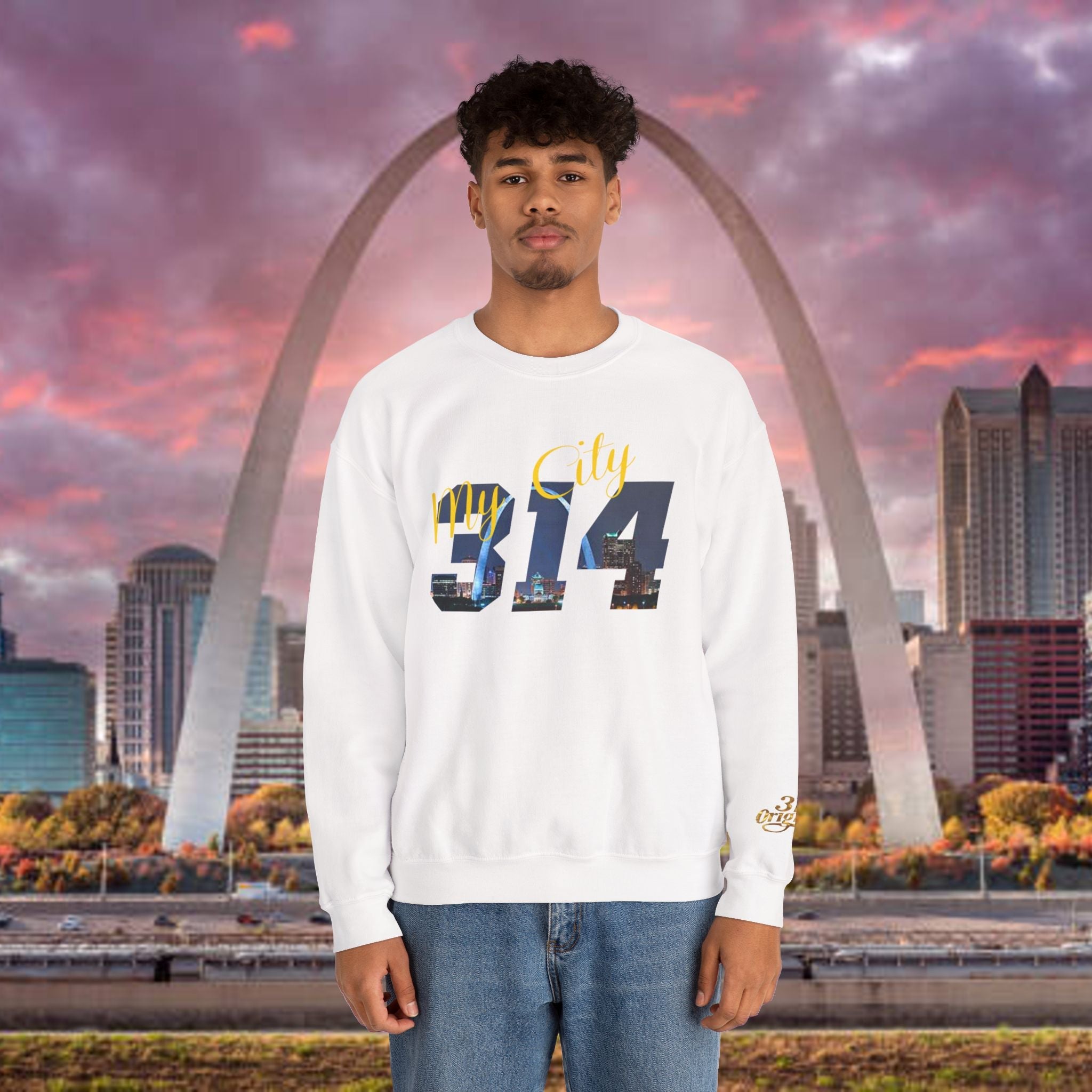 314 City Crewneck Sweatshirt — St. Louis Skyline Graphic - 314 Originals