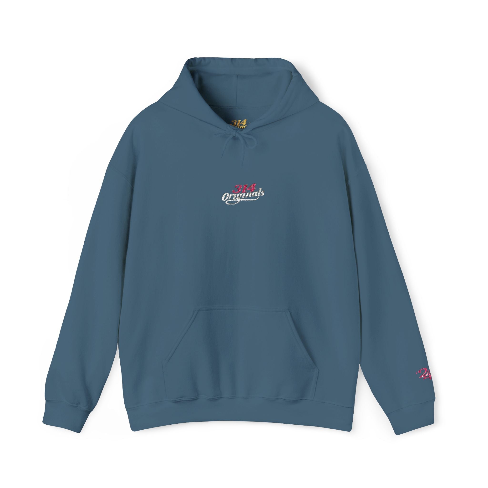 314 Ladies Hoodie — Pink Floral Chest Logo - 314 Originals