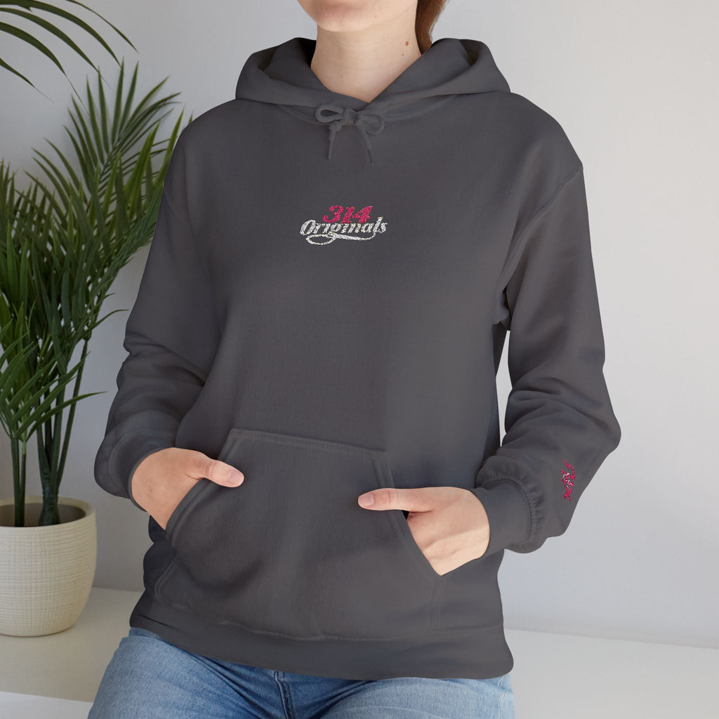314 Ladies Hoodie — Pink Floral Chest Logo - 314 Originals