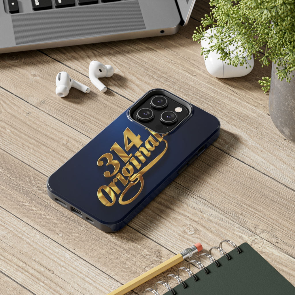 "314 Originals" Gold Script on Navy Tough Protective Case - 314 Originals