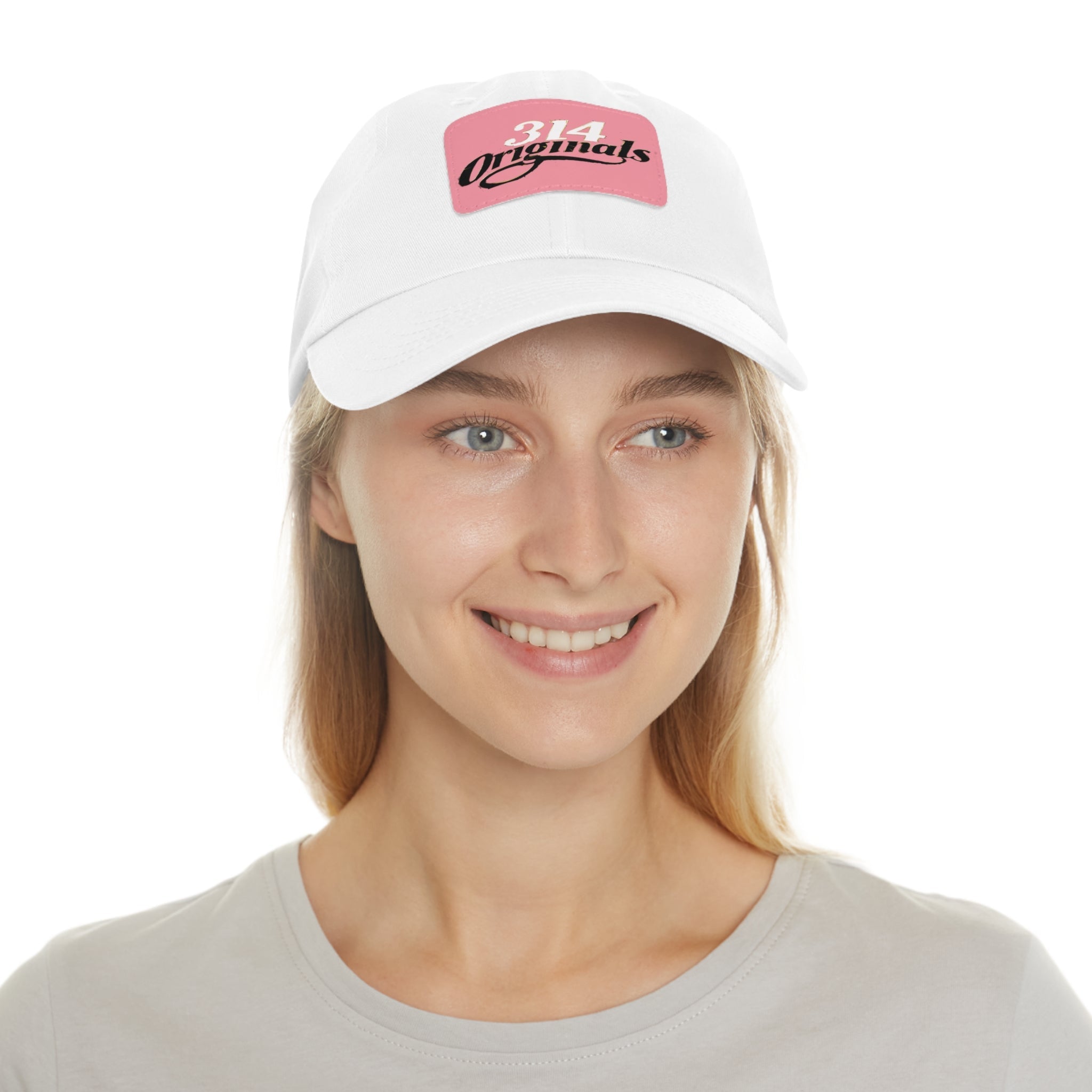 314 Originals Leather Patch Dad Hat — Retro Script Baseball Cap - 314 Originals