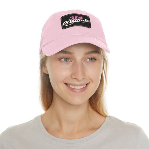 314 Originals Leather Patch Dad Hat — Retro Script Baseball Cap - 314 Originals