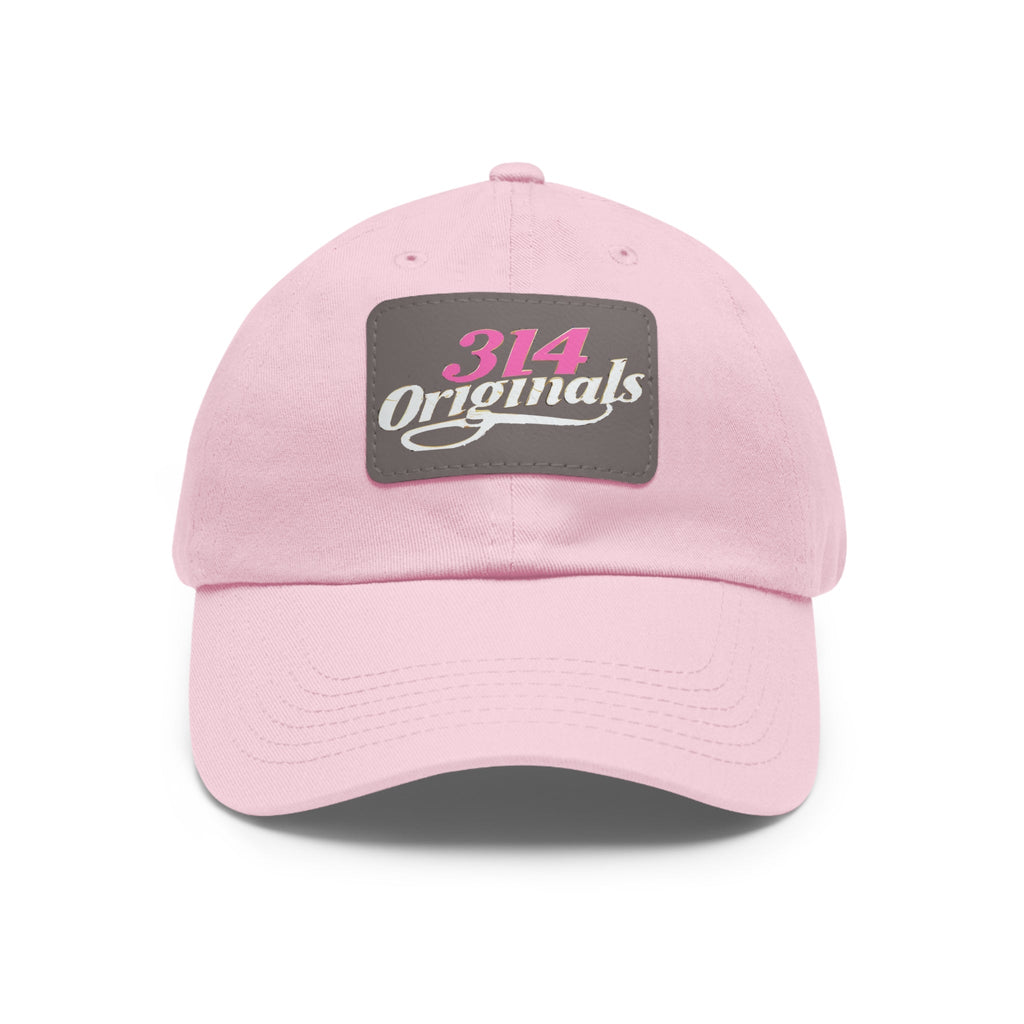 314 Originals Leather Patch Dad Hat — Retro Script Baseball Cap - 314 Originals