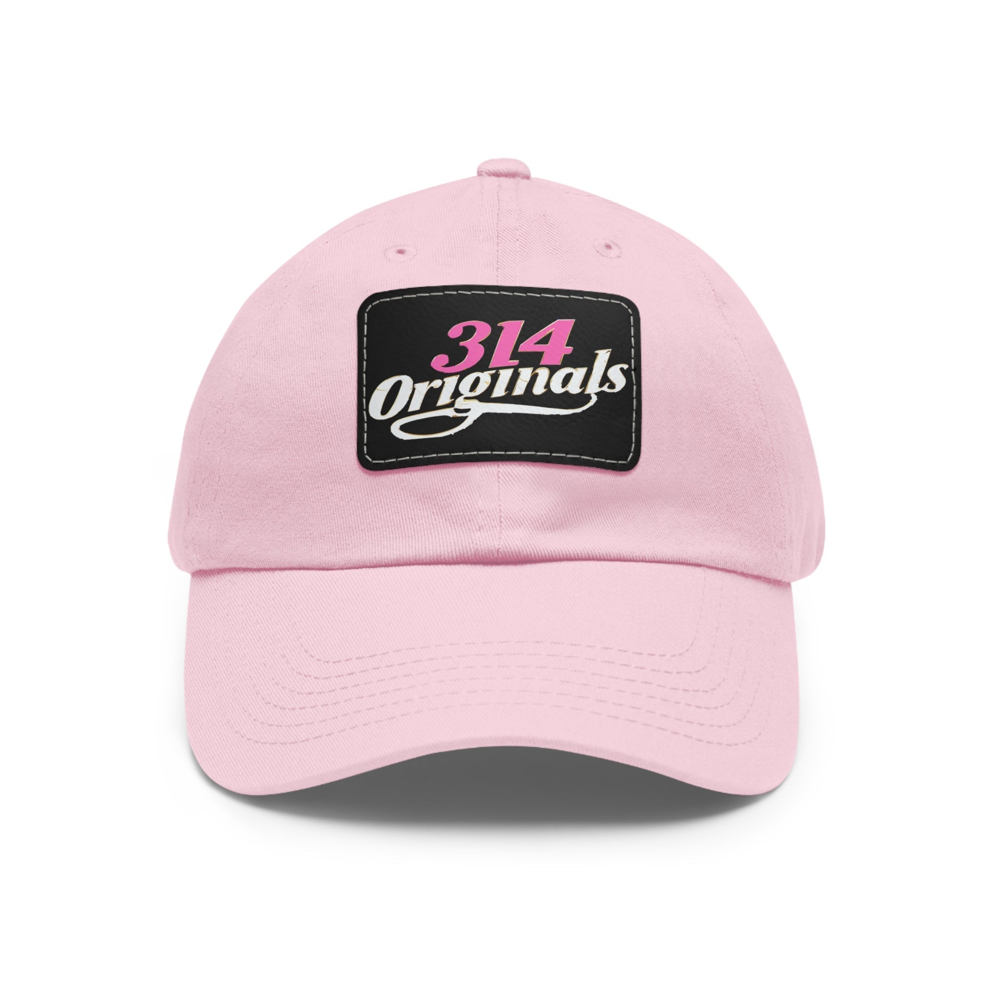 314 Originals Leather Patch Dad Hat — Retro Script Baseball Cap - 314 Originals
