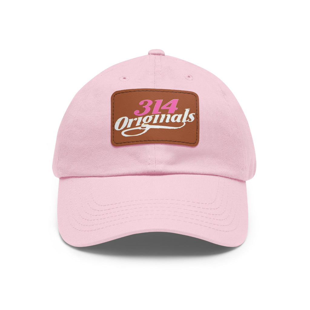 314 Originals Leather Patch Dad Hat — Retro Script Baseball Cap - 314 Originals