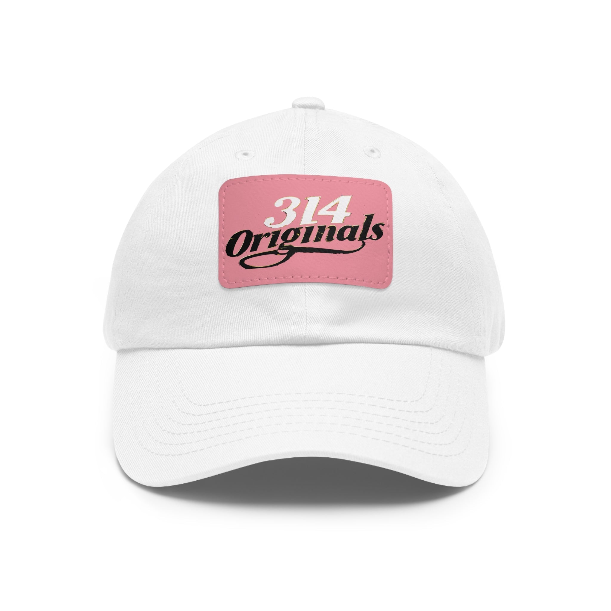 314 Originals Leather Patch Dad Hat — Retro Script Baseball Cap - 314 Originals