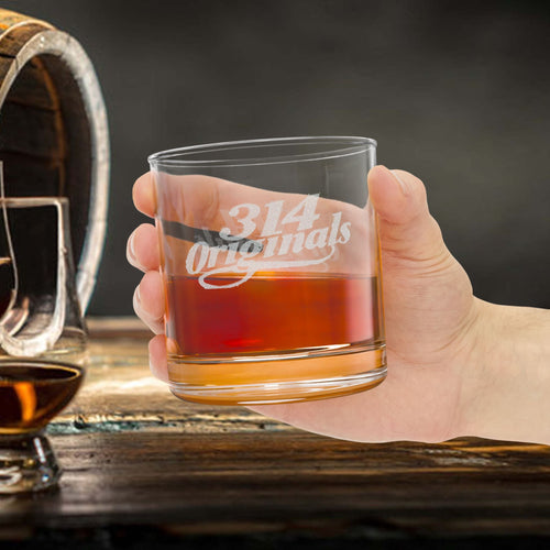 "314 Originals" Retro Bar Rocks Glass-Engraved 10.5oz Whiskey Glass — - 314 Originals