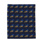 "314 Originals" Velveteen Plush Blanket – Navy Gold Repeating Logo Throw - 314 Originals