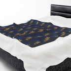 "314 Originals" Velveteen Plush Blanket – Navy Gold Repeating Logo Throw - 314 Originals
