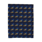 "314 Originals" Velveteen Plush Blanket – Navy Gold Repeating Logo Throw - 314 Originals