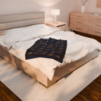 "314 Originals" Velveteen Plush Blanket – Navy Gold Repeating Logo Throw - 314 Originals