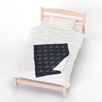 "314 Originals" Velveteen Plush Blanket – Navy Gold Repeating Logo Throw - 314 Originals
