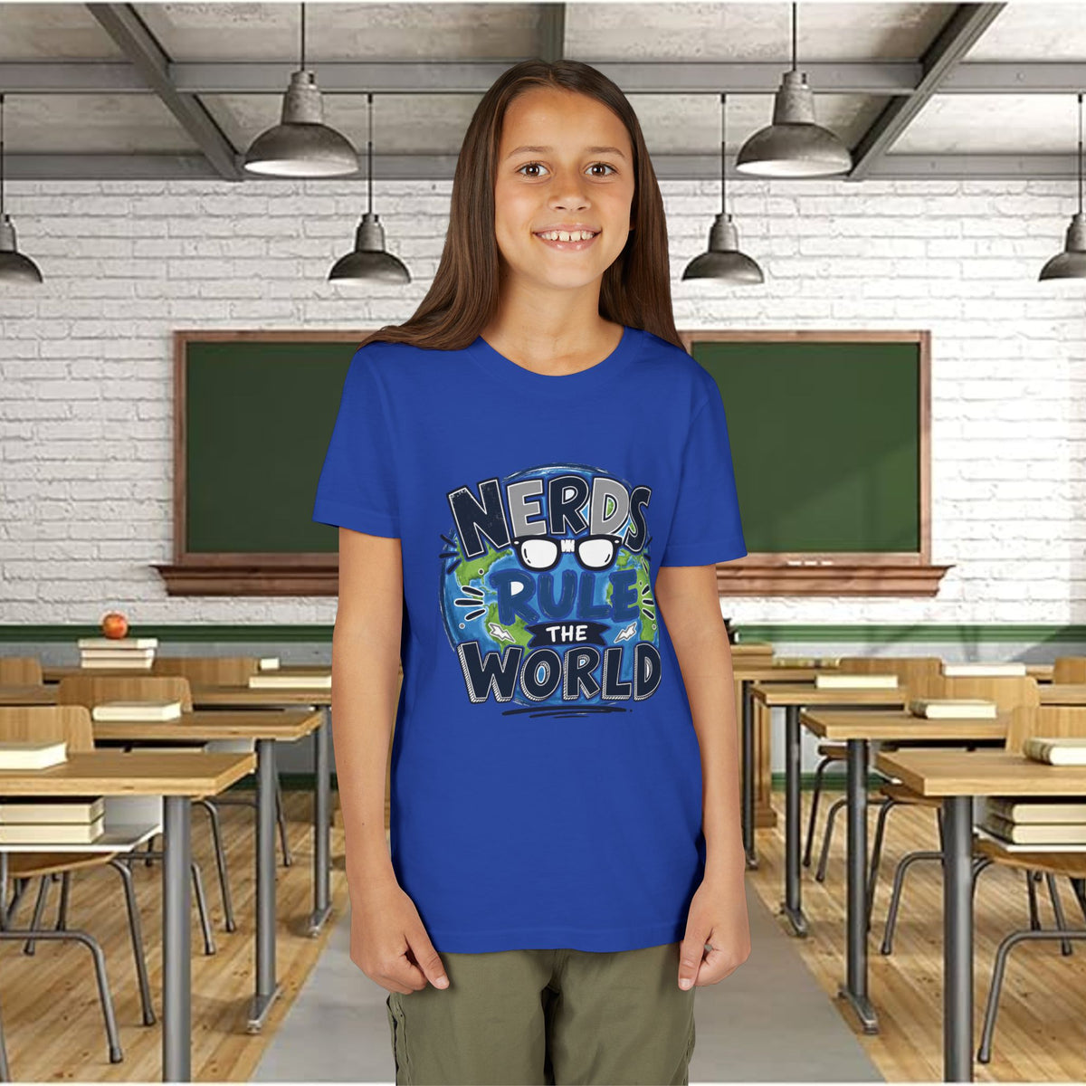"Nerds Rule the World" Graphic Youth Girls Tee Shirt