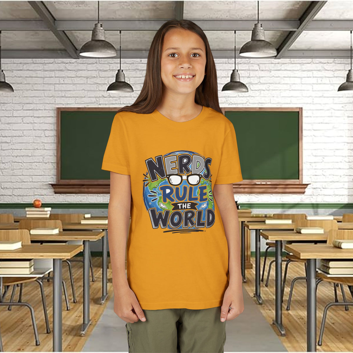 "Nerds Rule the World" Graphic Youth Girls Tee Shirt