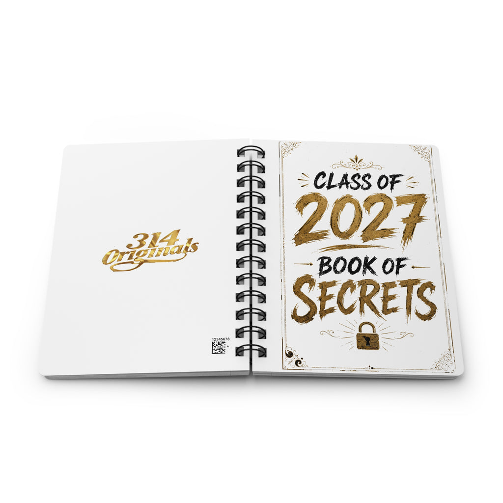 Class of 2027 Book of Secrets Spiral Journal - White