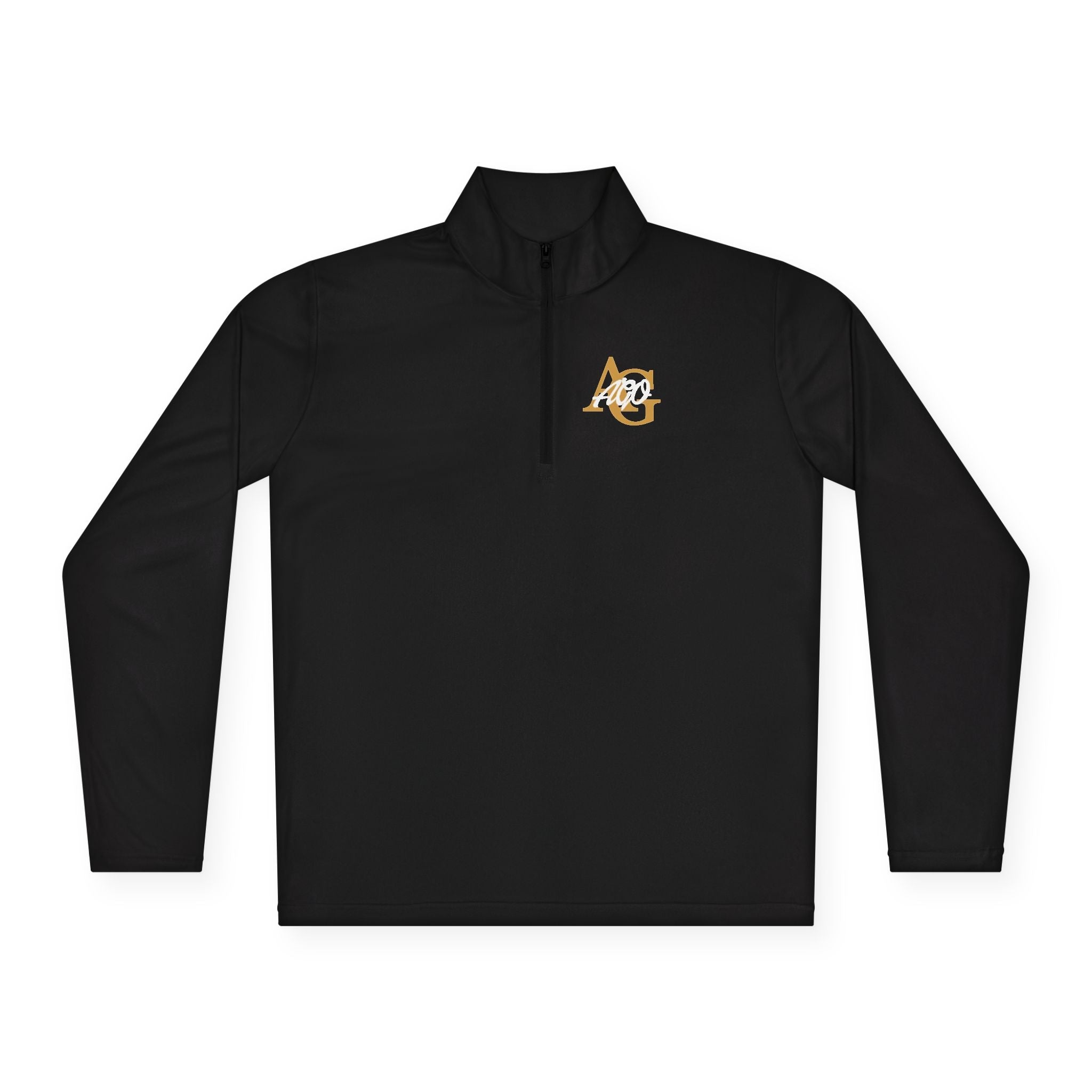 AGO Quarter-Zip Pullover — Small Gold & Black Chest Embroidery, Lightweight Casual Pullover - 314 Originals