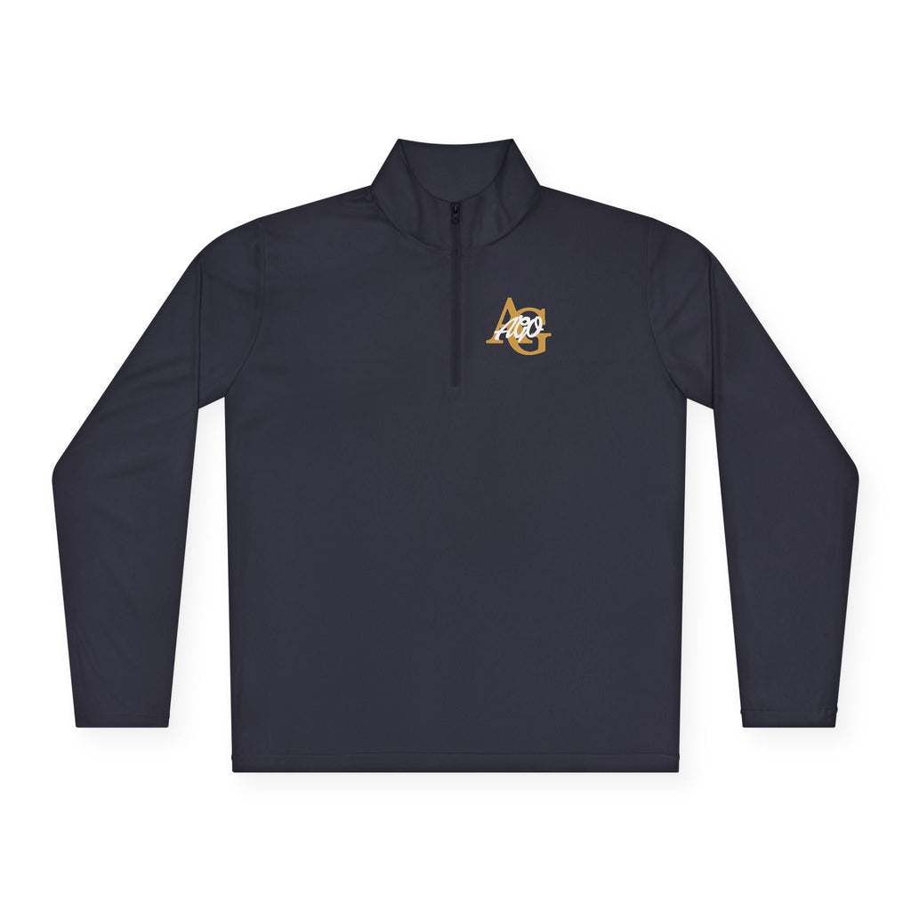 AGO Quarter-Zip Pullover — Small Gold & Black Chest Embroidery, Lightweight Casual Pullover - 314 Originals