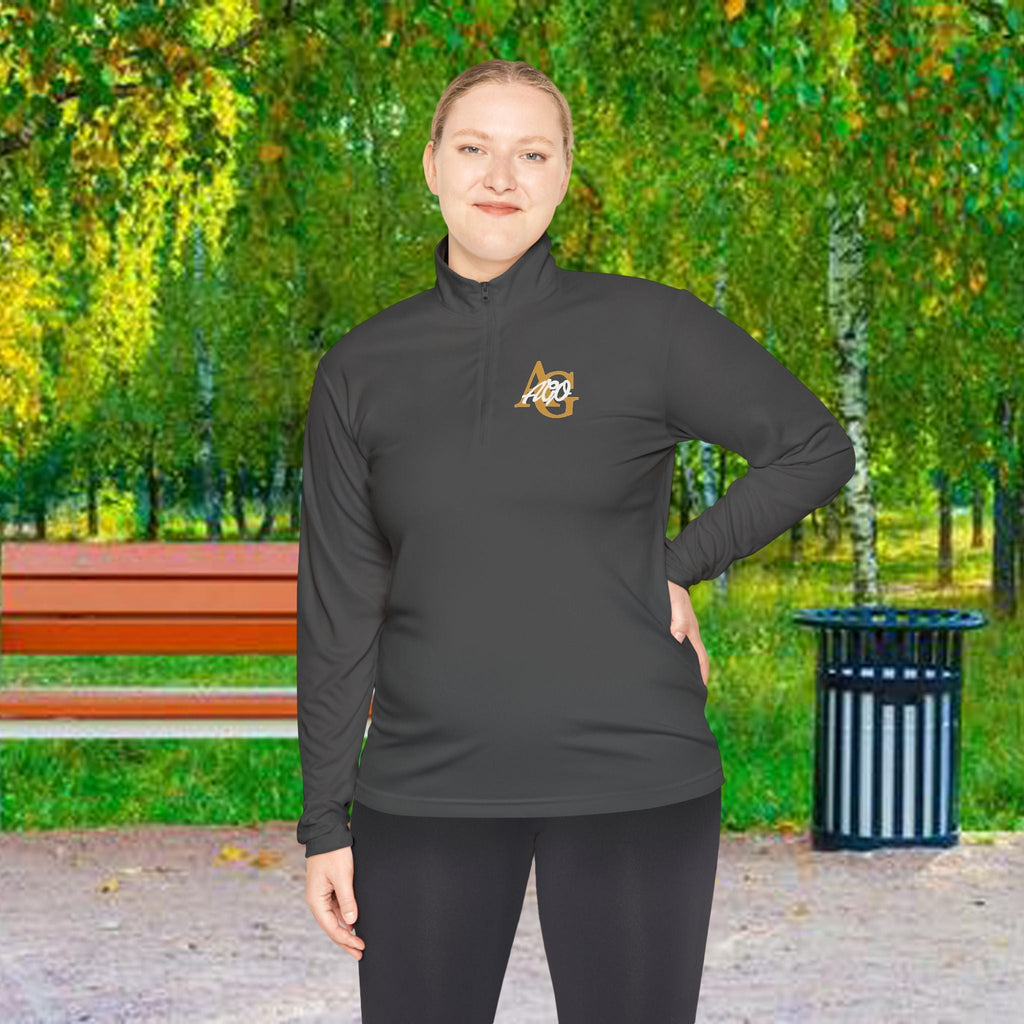 AGO Quarter-Zip Pullover — Small Gold & Black Chest Embroidery, Lightweight Casual Pullover - 314 Originals