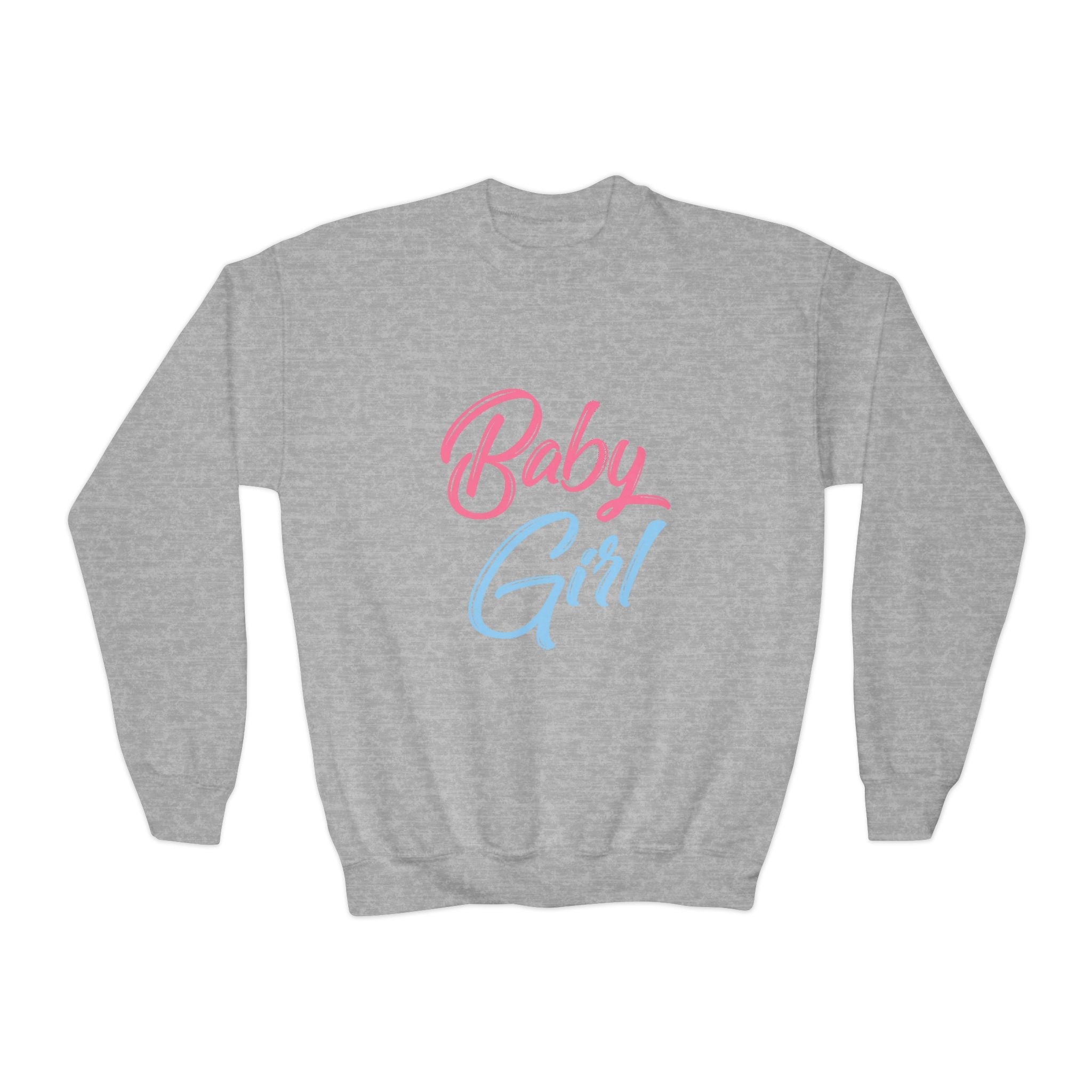 Baby Girl Youth Sweatshirt — Pink & Blue Script Crewneck - 314 Originals