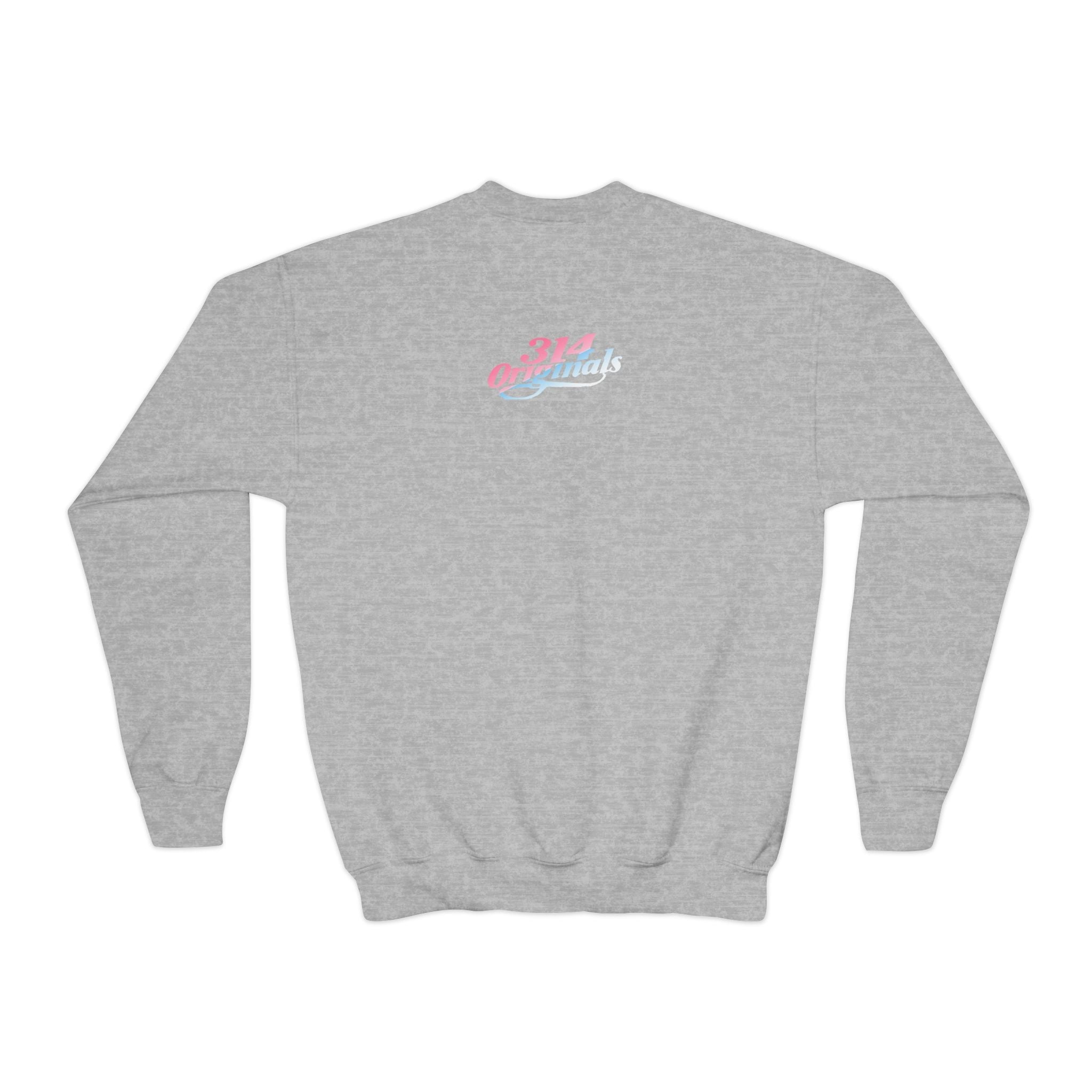 Baby Girl Youth Sweatshirt — Pink & Blue Script Crewneck - 314 Originals