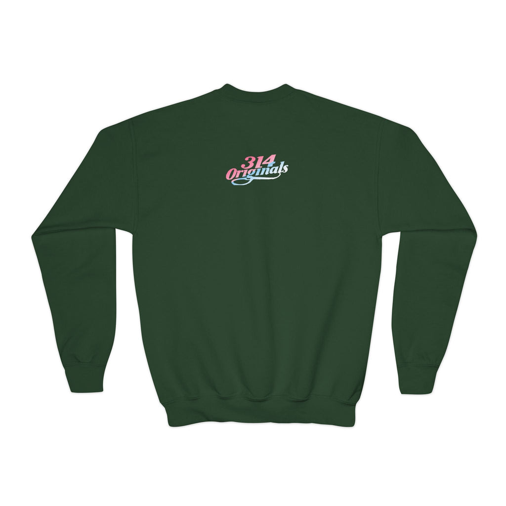 Baby Girl Youth Sweatshirt — Pink & Blue Script Crewneck - 314 Originals