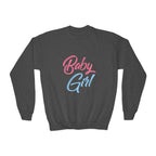 Baby Girl Youth Sweatshirt — Pink & Blue Script Crewneck - 314 Originals