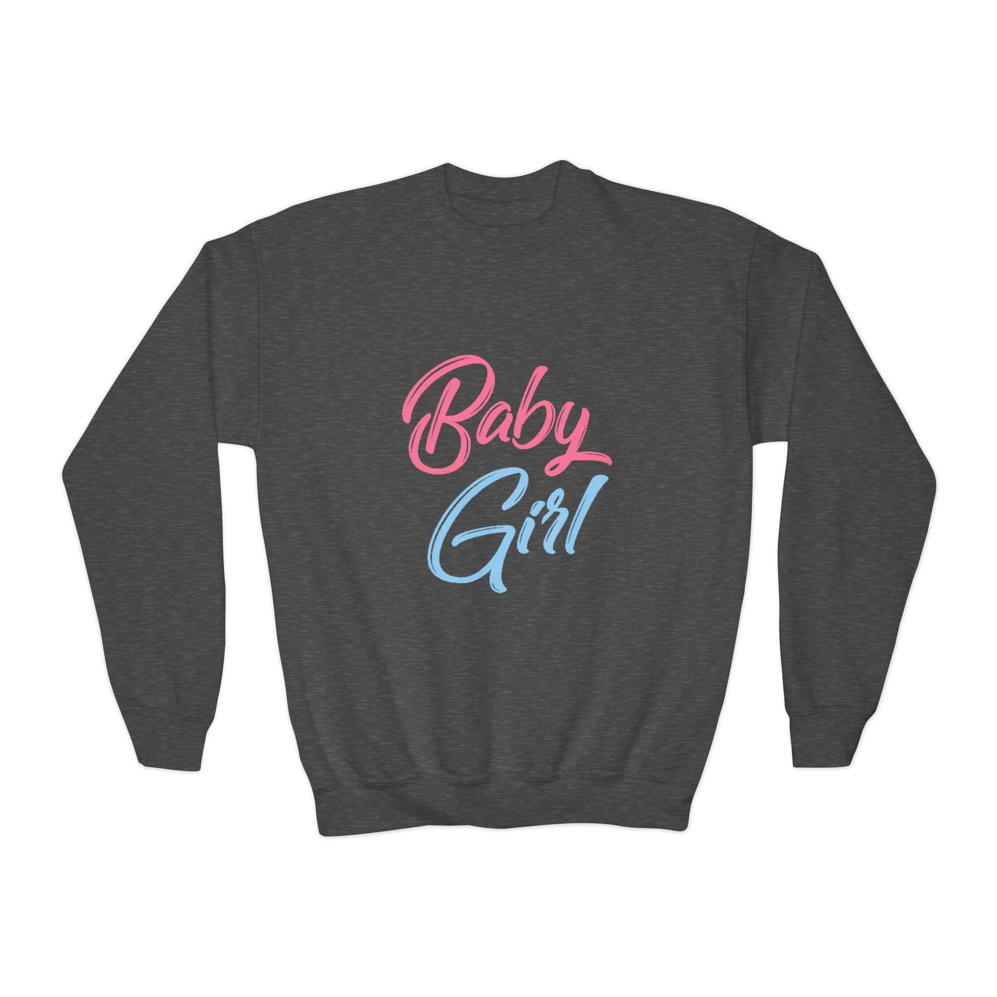 Baby Girl Youth Sweatshirt — Pink & Blue Script Crewneck - 314 Originals