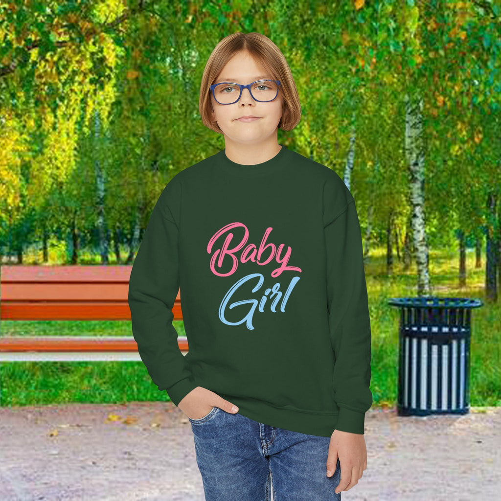 Baby Girl Youth Sweatshirt — Pink & Blue Script Crewneck - 314 Originals