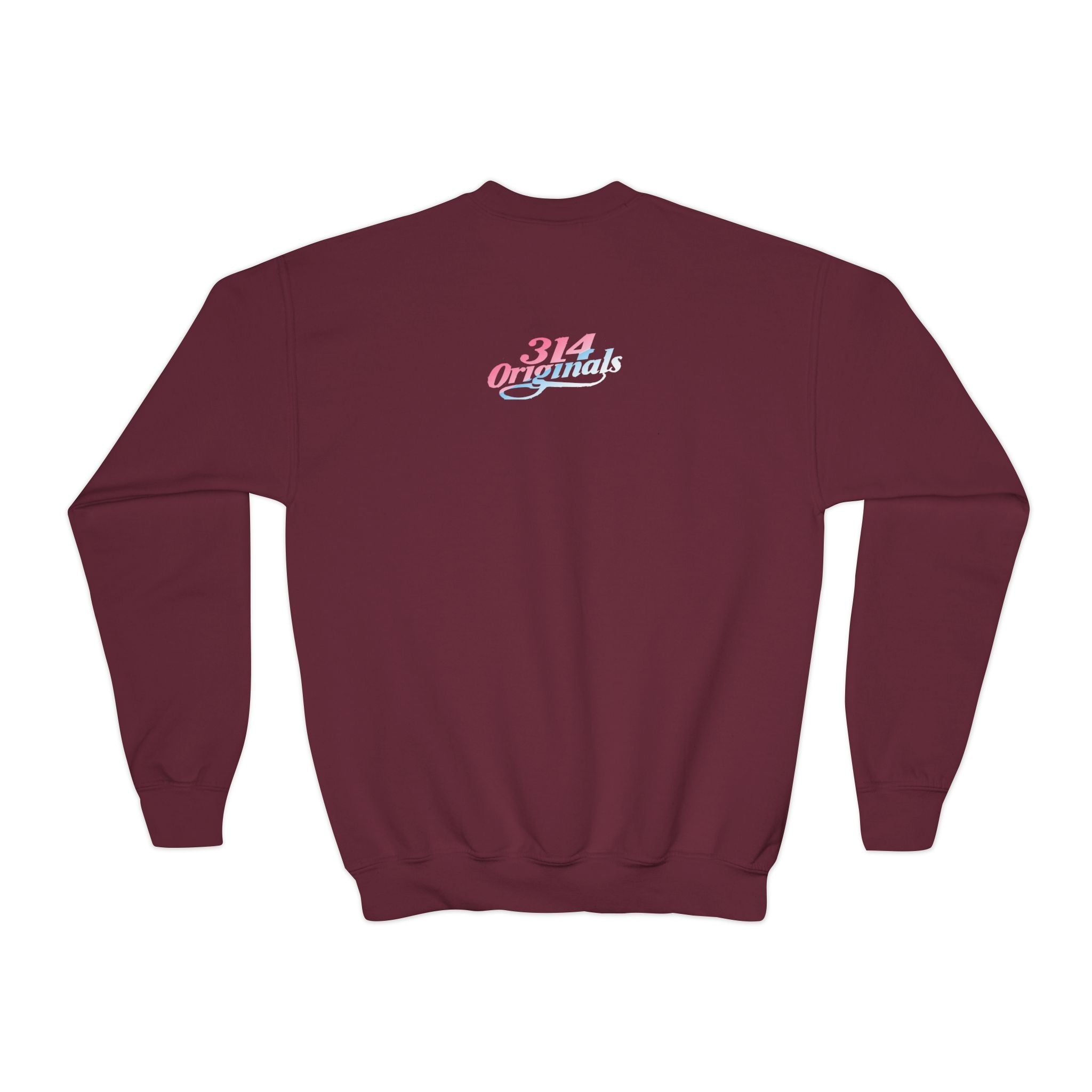 Baby Girl Youth Sweatshirt — Pink & Blue Script Crewneck - 314 Originals