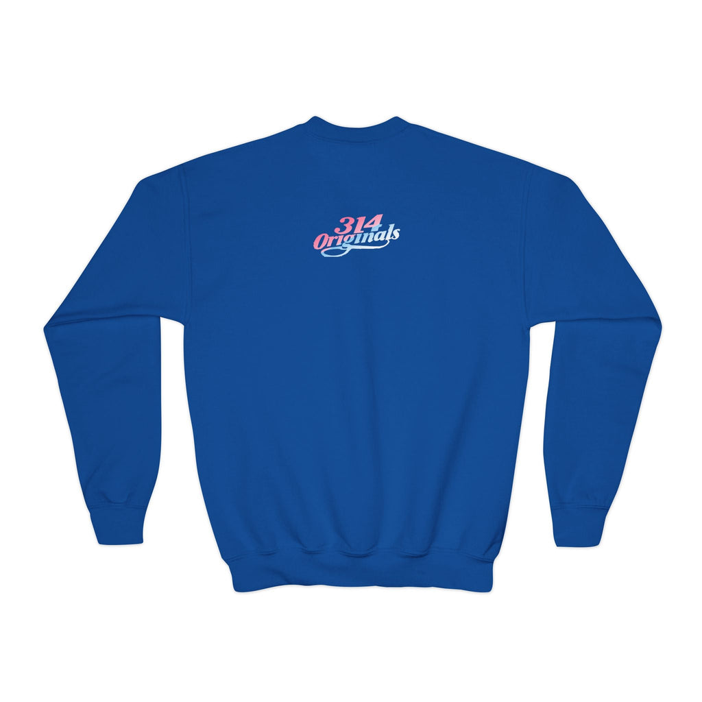 Baby Girl Youth Sweatshirt — Pink & Blue Script Crewneck - 314 Originals
