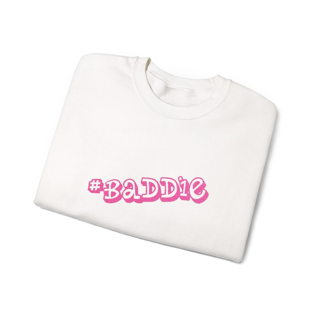 Baddie Pink Floral Logo White Crewneck Sweatshirt - 314 Originals