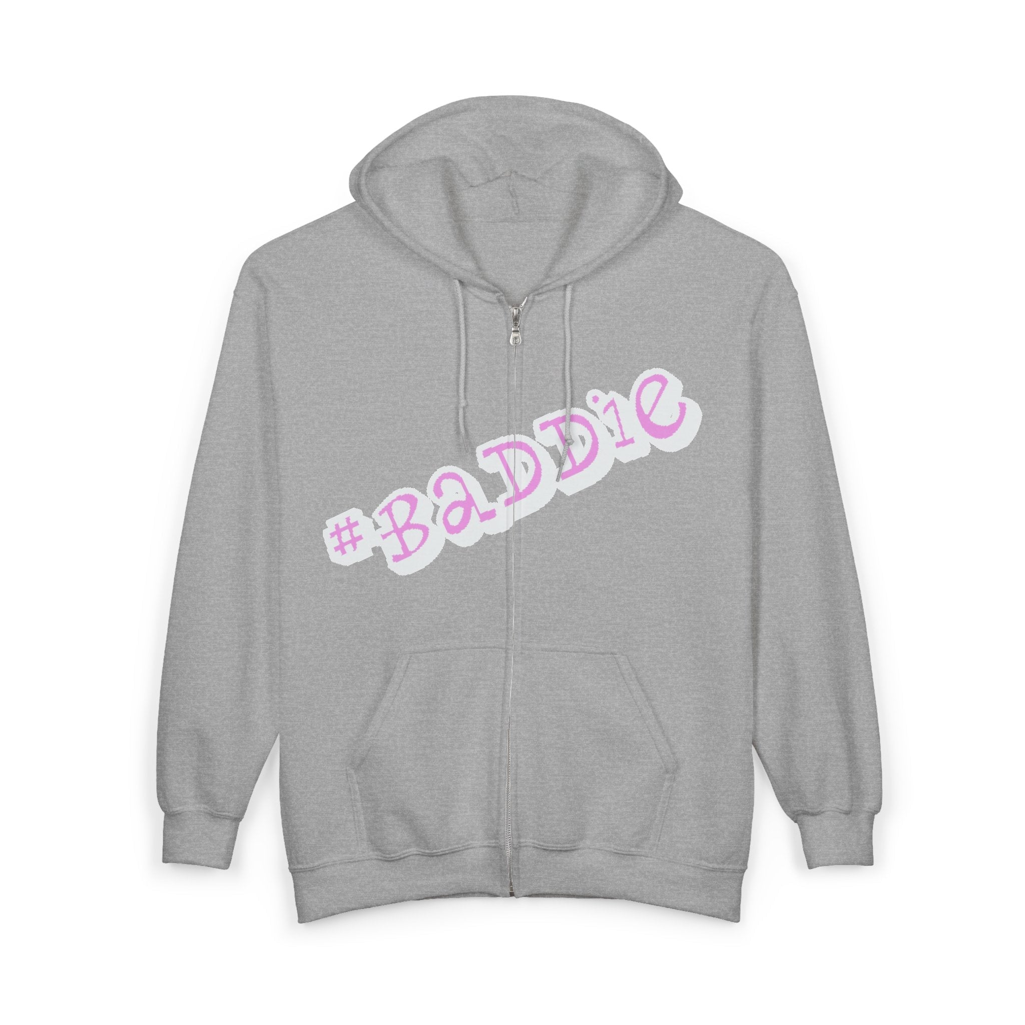 Baddie Pink Script Zip Hoodie — Trendy Streetwear Graphic Hoodie - 314 Originals