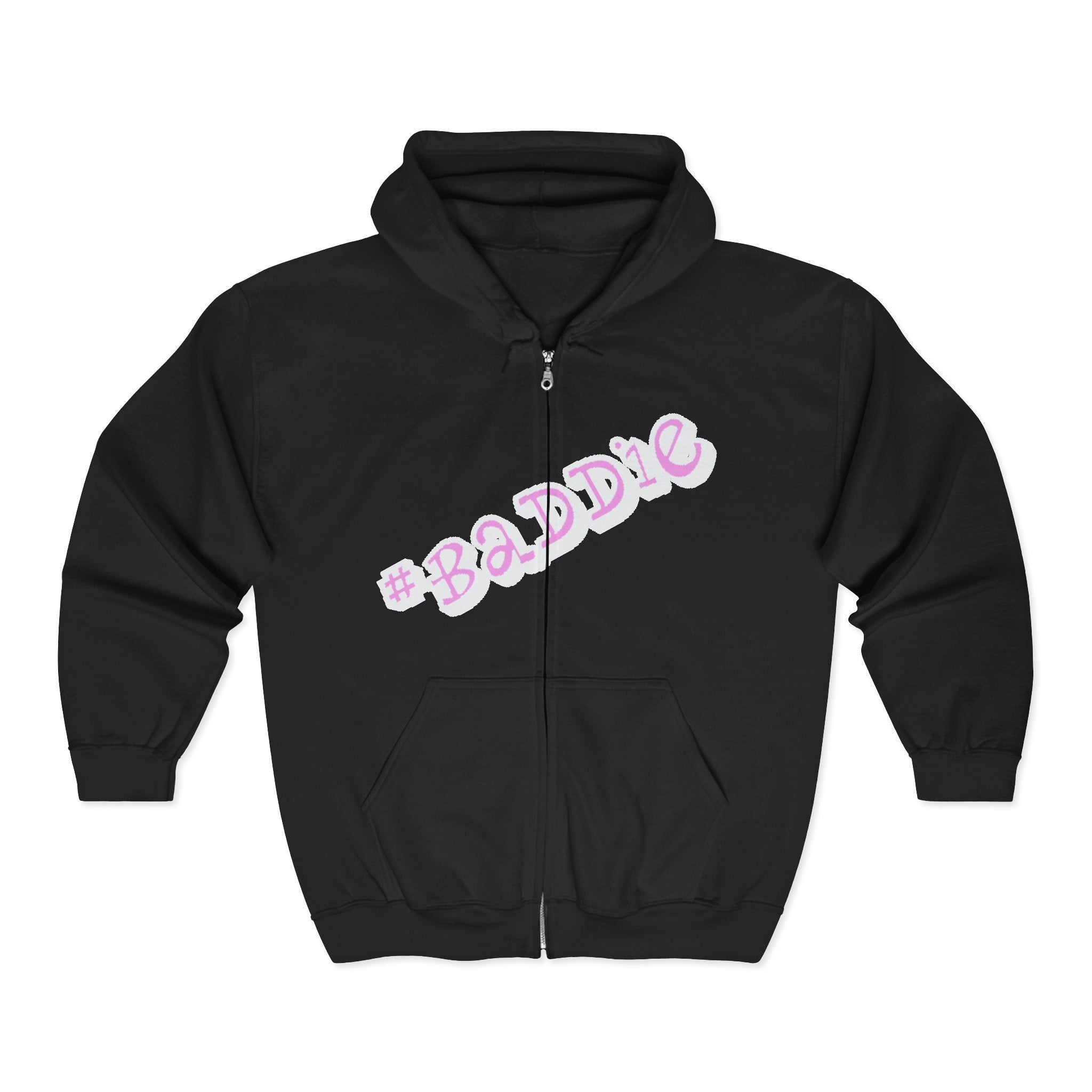 Baddie Pink Script Zip Hoodie — Trendy Streetwear Graphic Hoodie - 314 Originals