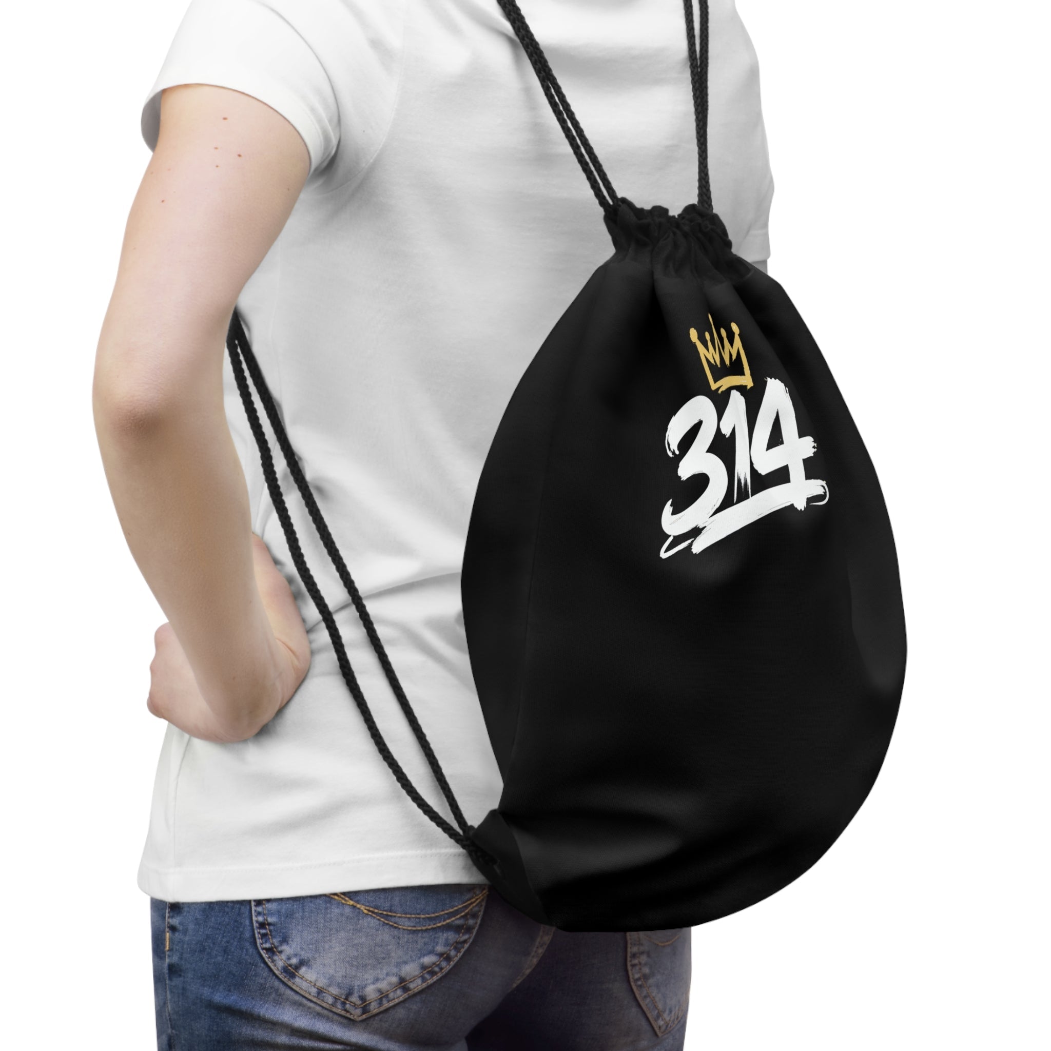Black 314 Crown Drawstring Gym Sack - 314 Originals