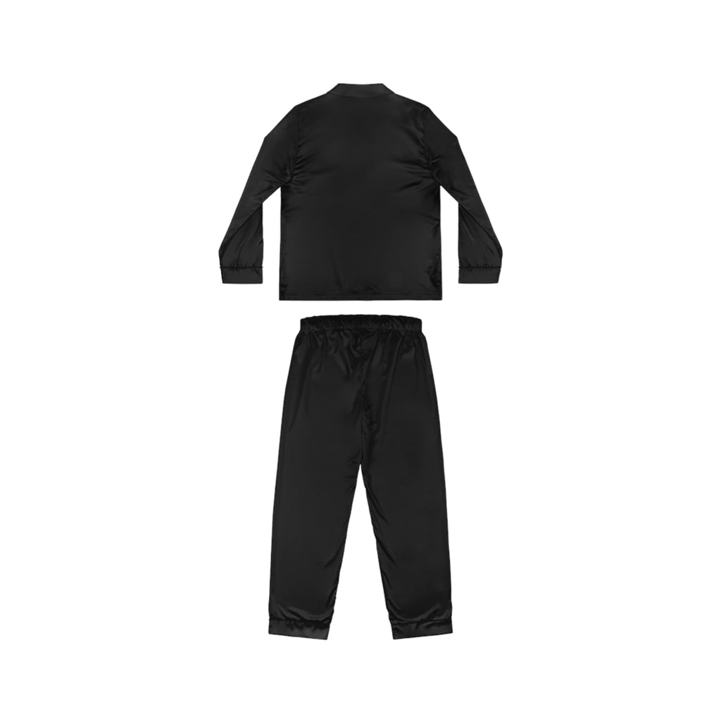Black Satin Women's Pajama Set — Luxe Long-Sleeve Button Top & Elastic Waist Pants - 314 Originals