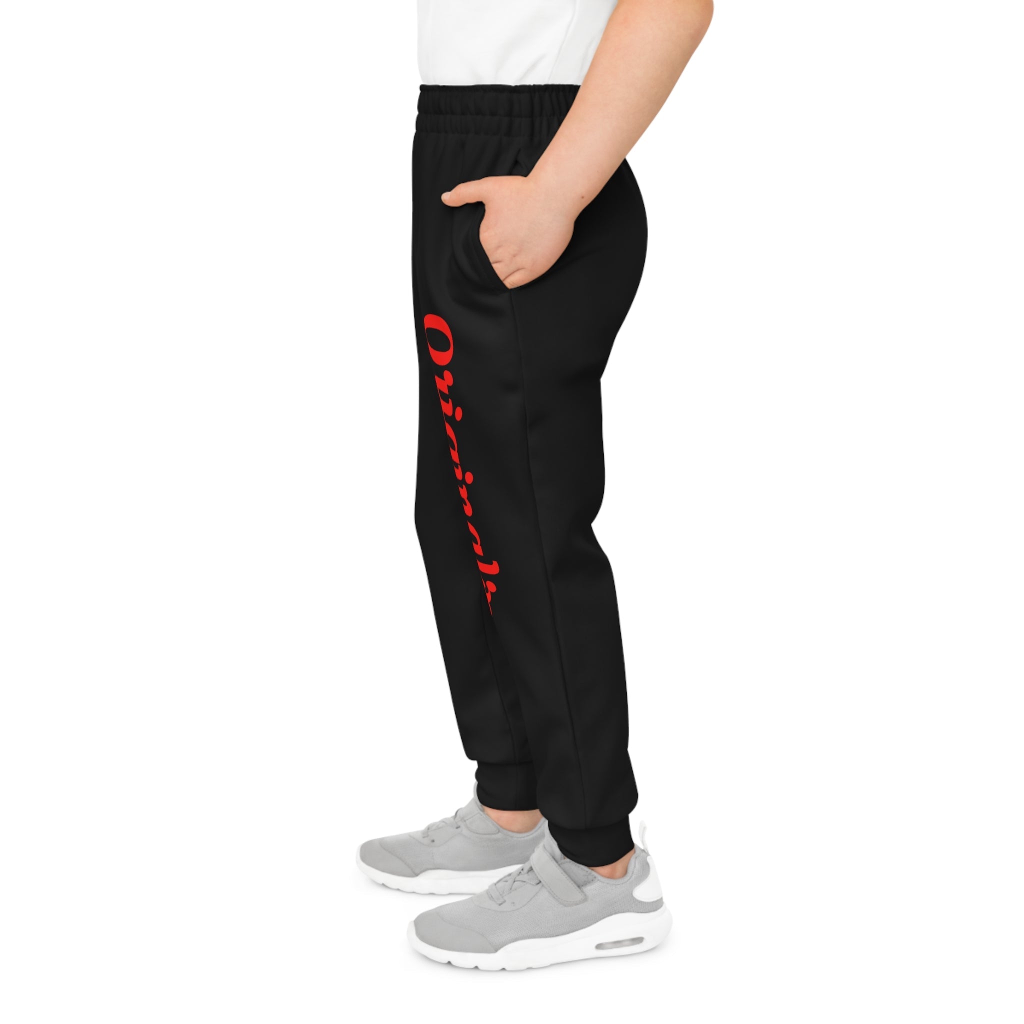 Black Youth Joggers — Red "Originals" Script Side Graphic - 314 Originals