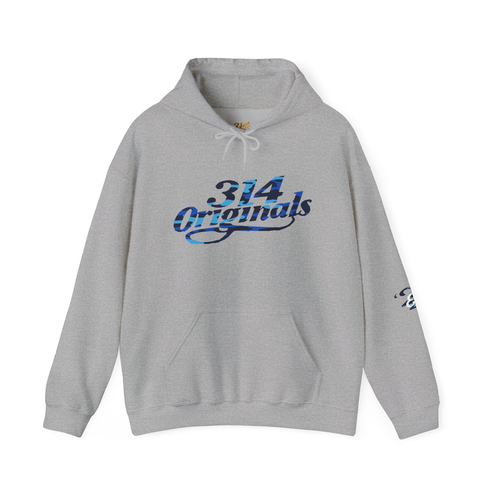 Blue Camo '314' Script Hoodie — City Pride Casual Pullover - 314 Originals