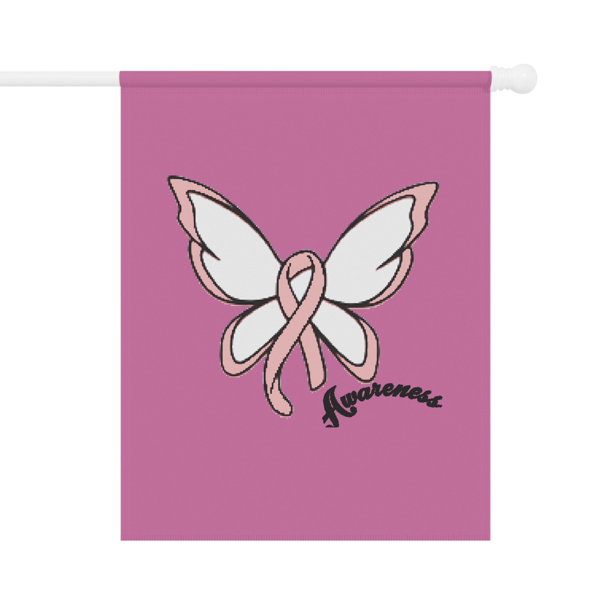 Breast Cancer Awareness Butterfly Garden Flag – 'Awareness' Pink Ribbon House Banner - 314 Originals