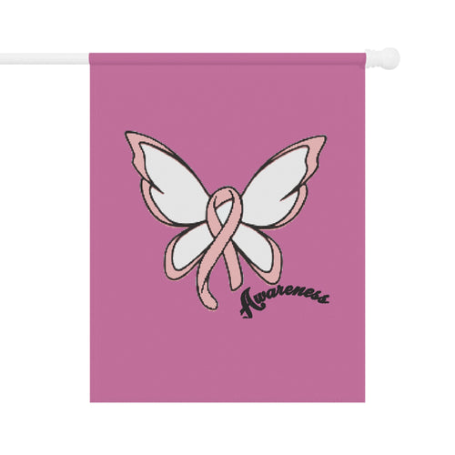 Breast Cancer Awareness Butterfly Garden Flag – 'Awareness' Pink Ribbon House Banner - 314 Originals