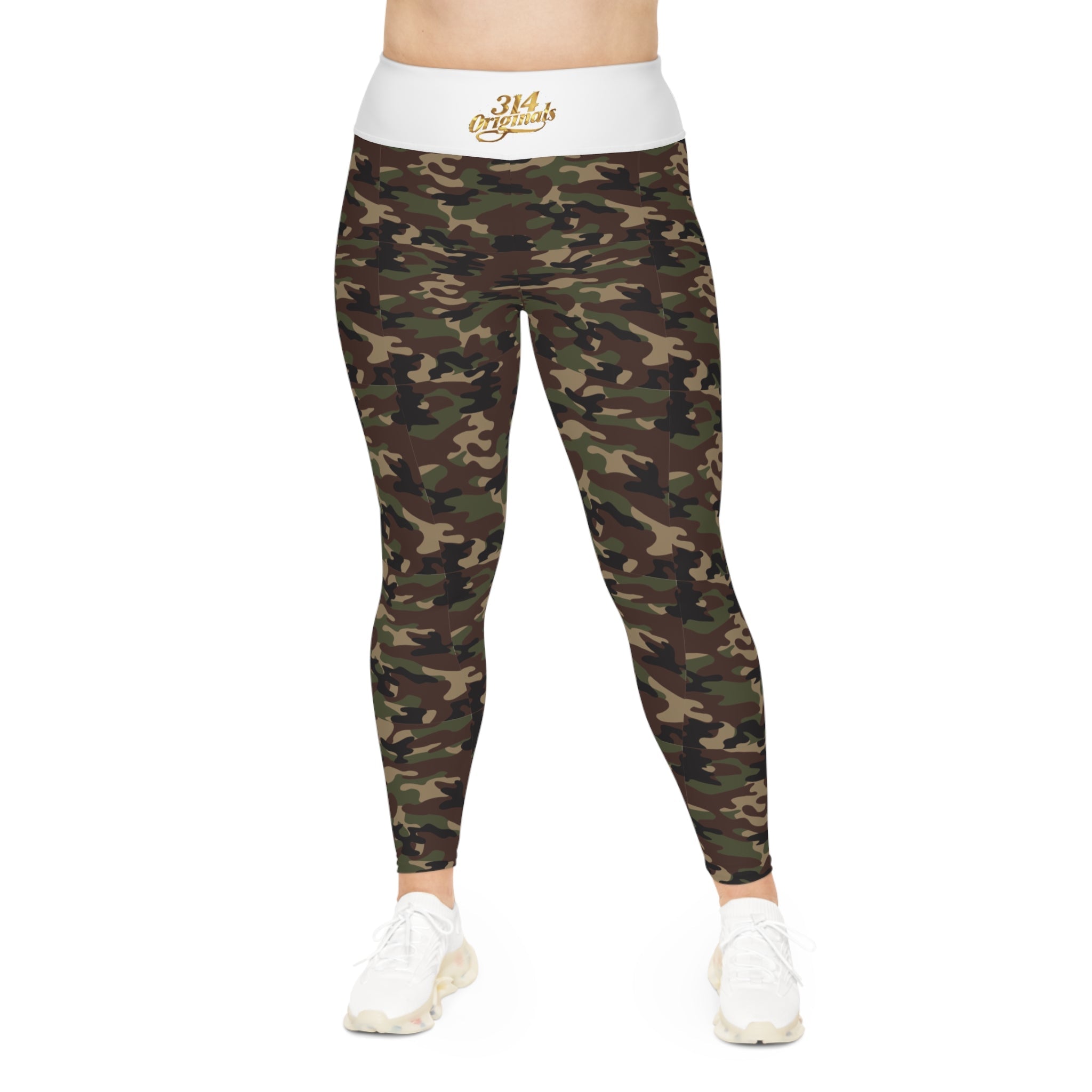 Camo Plus Size Leggings — Subtle Side Script Graphic, Comfortable Everyday Activewear - 314 Originals