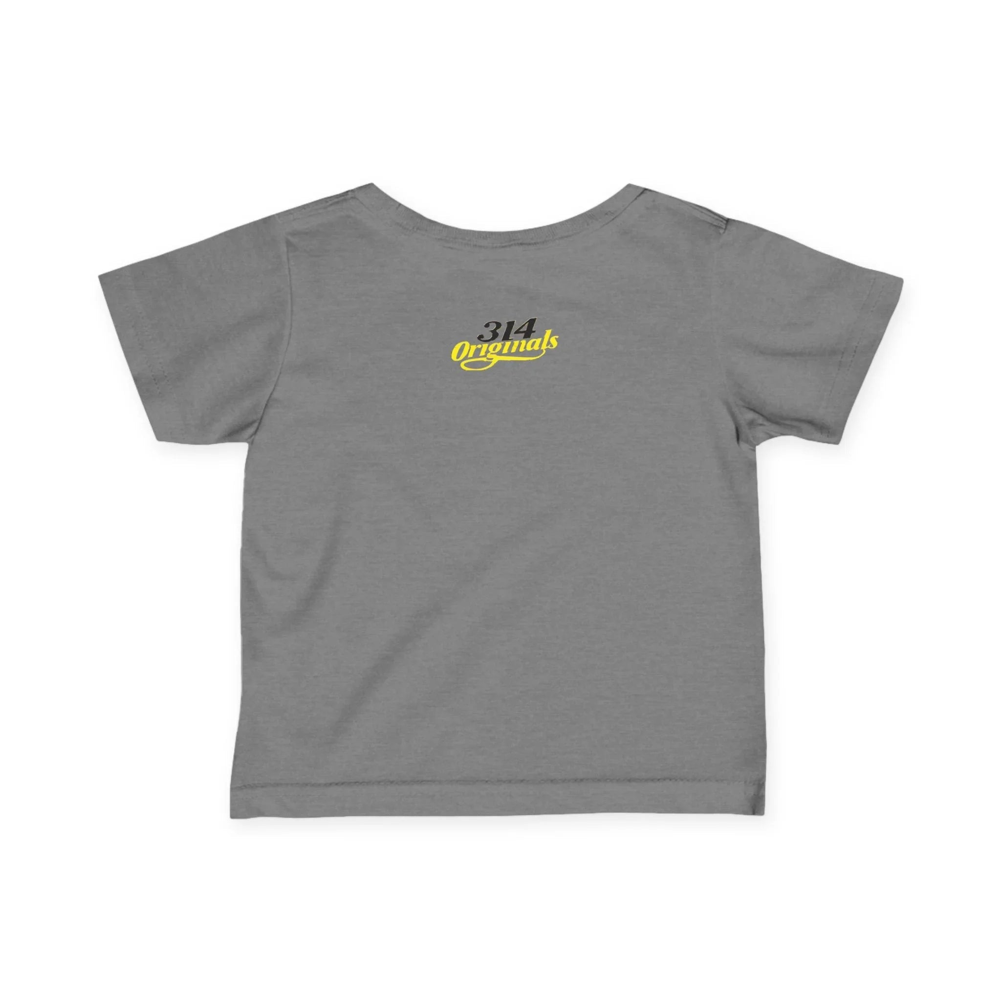 "Caution: Cuteness Overload" — Baby T‑Shirt (Yellow Warning Sign) - 314 Originals