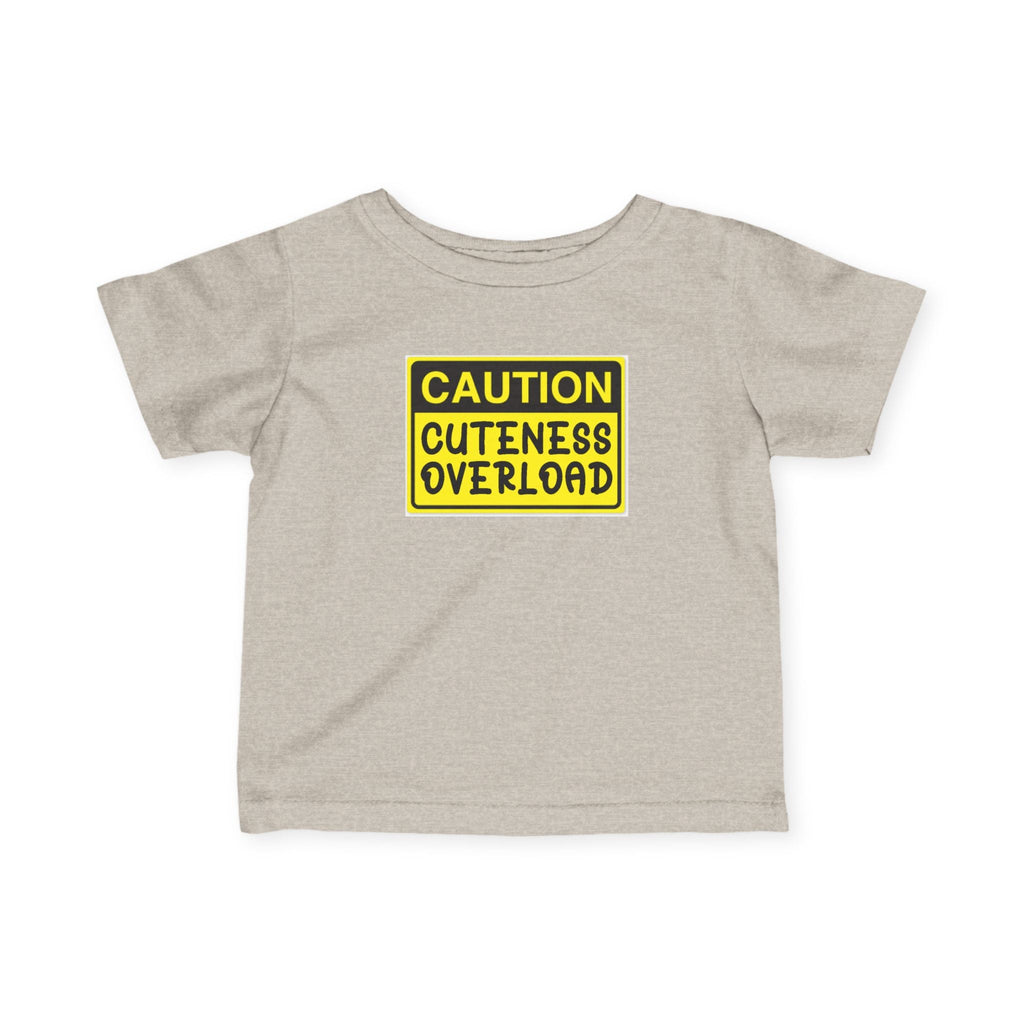 "Caution: Cuteness Overload" — Baby T‑Shirt (Yellow Warning Sign) - 314 Originals