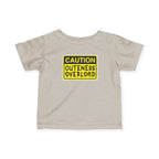 "Caution: Cuteness Overload" — Baby T‑Shirt (Yellow Warning Sign) - 314 Originals